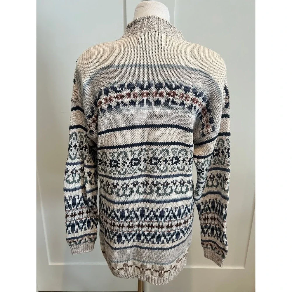 Grannycore Mock Neck Fair Isle Knit‎ Sweater Tunic Women's Size L